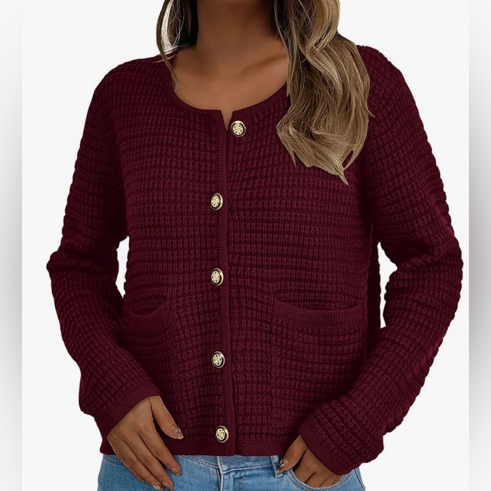 Women's Burgundy Button-Up Sweater 🍂🍁